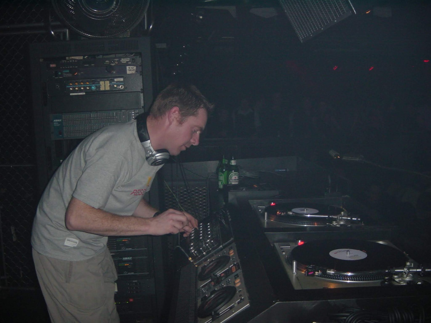 A DJ mixing records